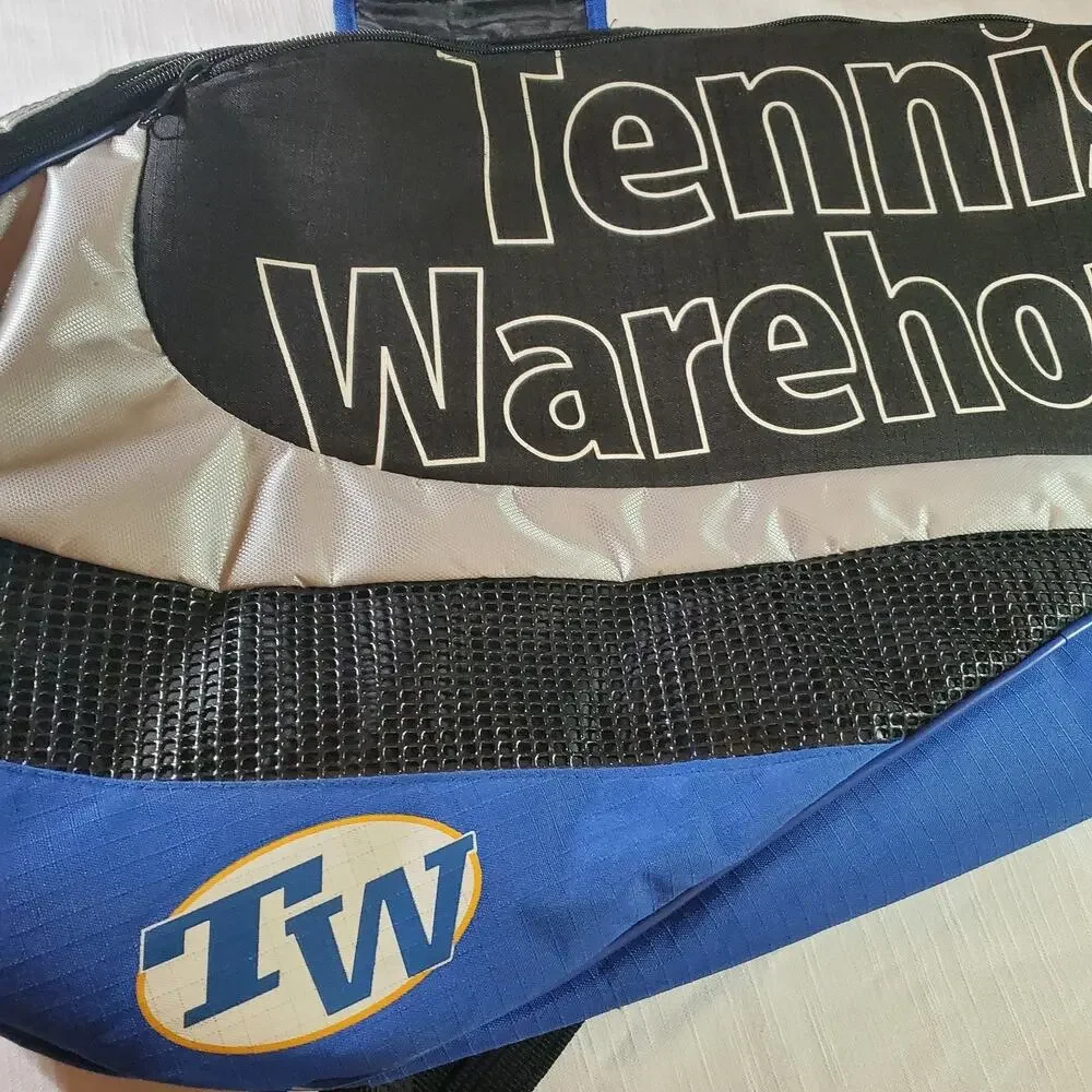 Tennis Warehouse Racquet Bag Blue Black Padded Shoulder Strap Tennis Tote